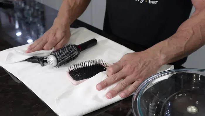 Pat brushes dry with a towel and let them air dry completely.