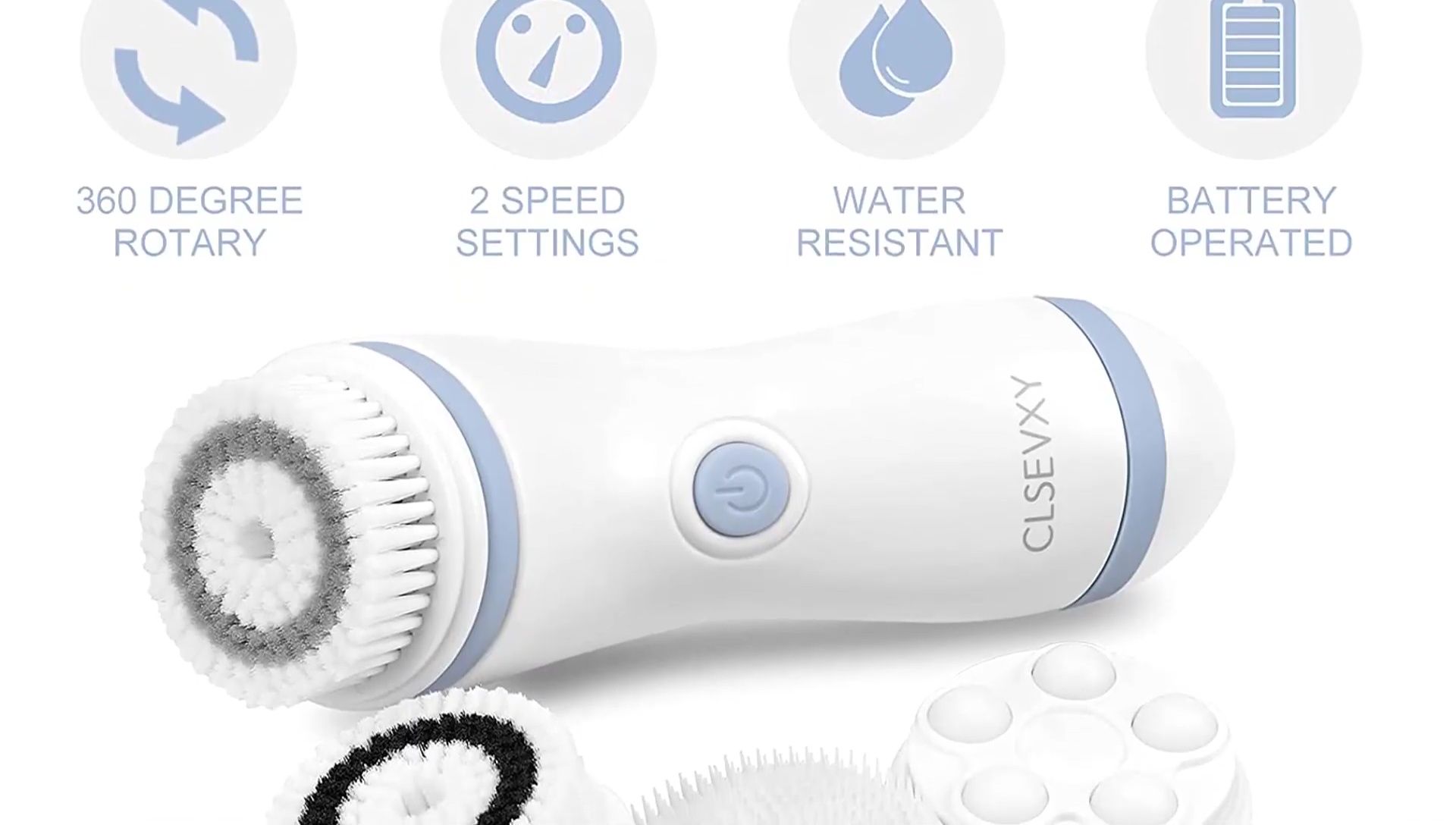 Close-up of the brush heads and travel case