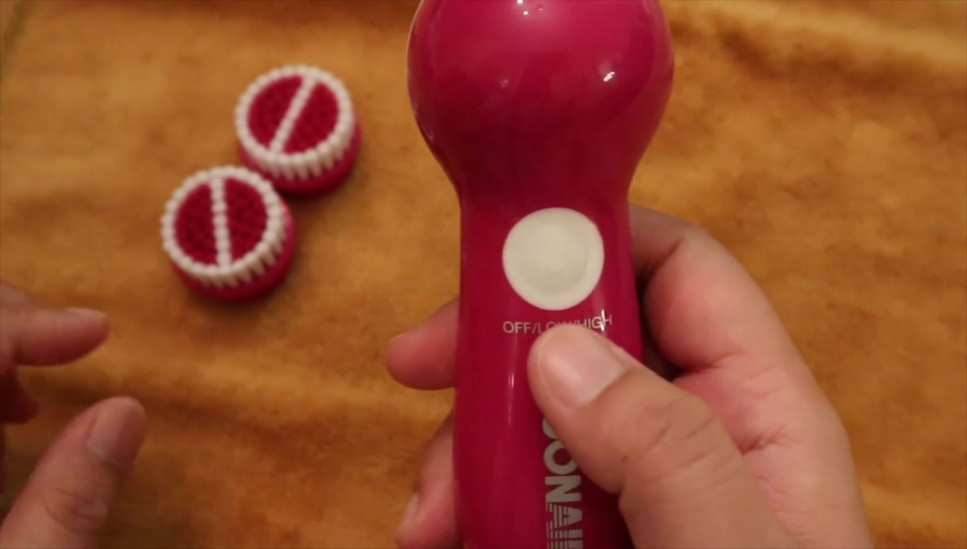The reviewer's face after using the facial brush.