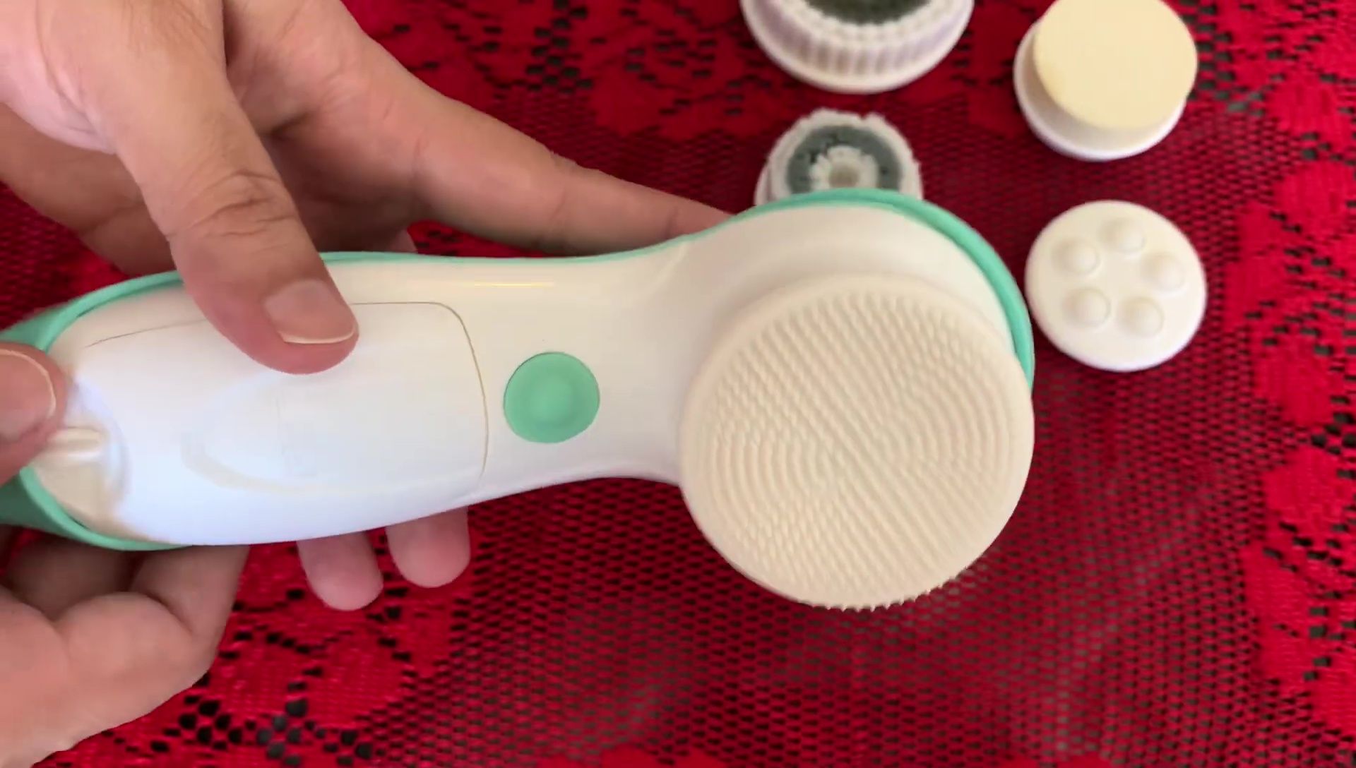 The user is using the silicone brush.