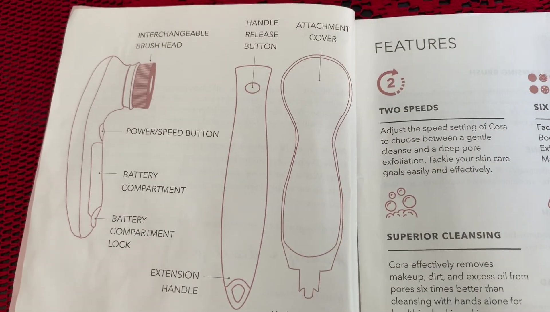 Close-up of the Fancii 7-in-1 Cleansing Brush packaging (or lack thereof).