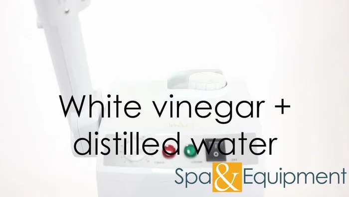 Monthly (or every couple of months for infrequent use): Fill the beaker with a 1:3 mixture of white vinegar and distilled water. Bring to a boil and let it run for 5 minutes. Then, rinse with distilled water and run the steamer for another 5 minutes.