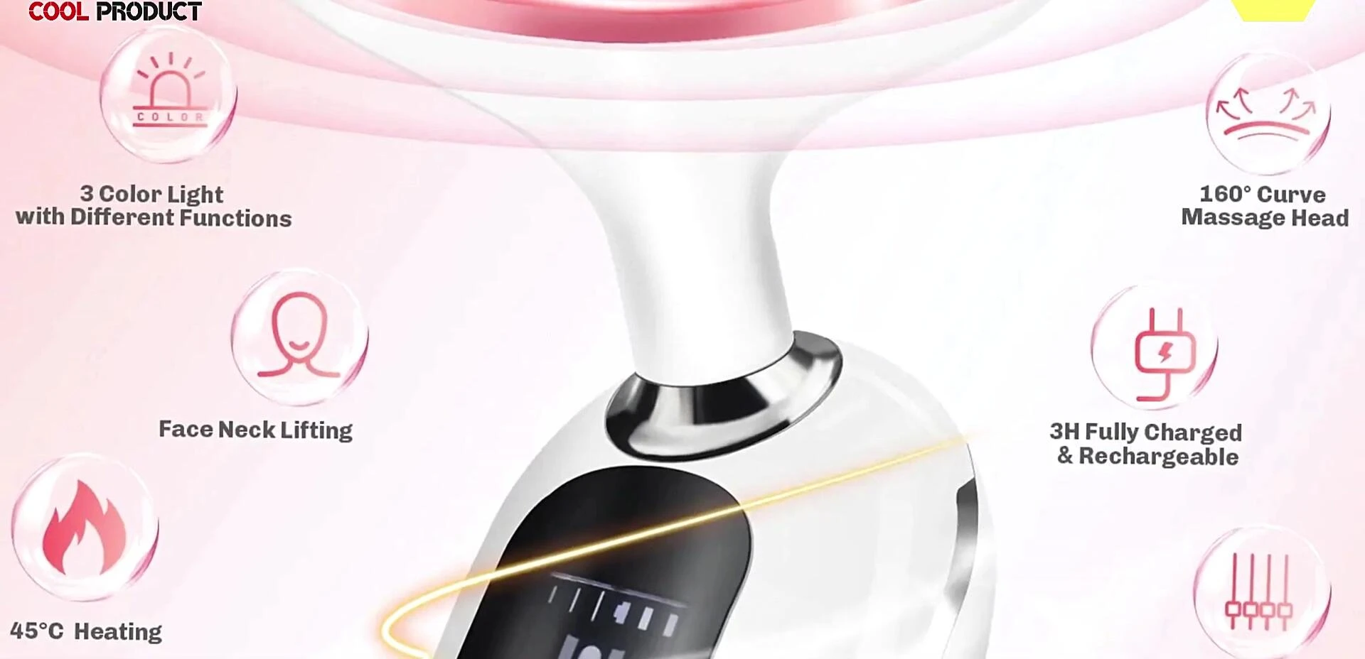 Image showcasing the multiple functions of the Dear Beauty Face Massager