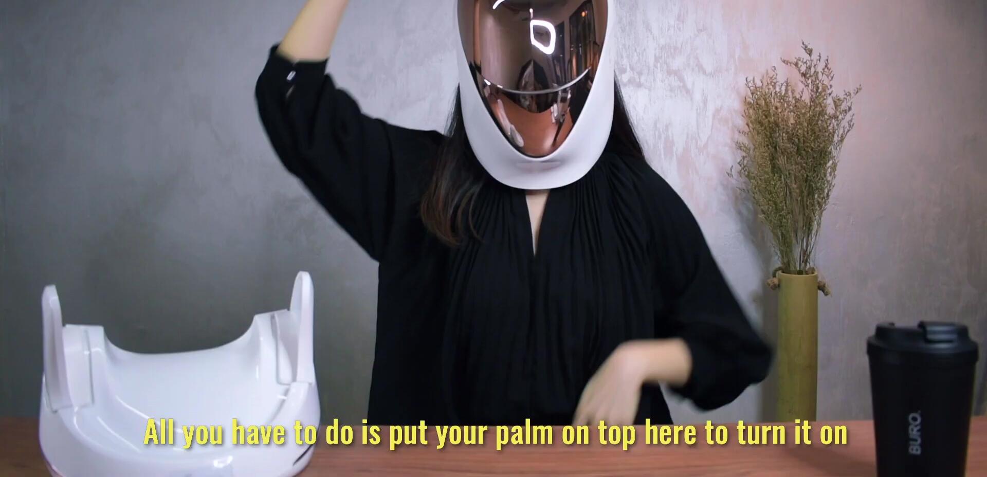 Demonstrating how to activate the mask