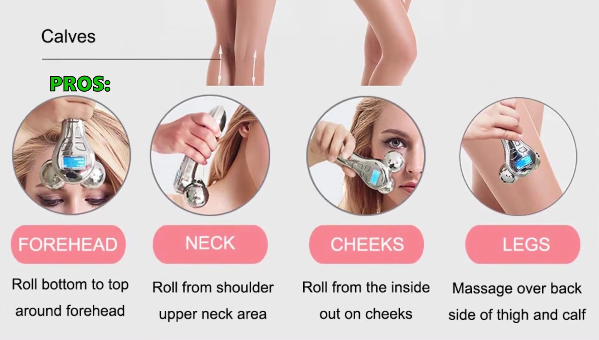 Person using Yaman 4D Microcurrent Facial Massager Roller