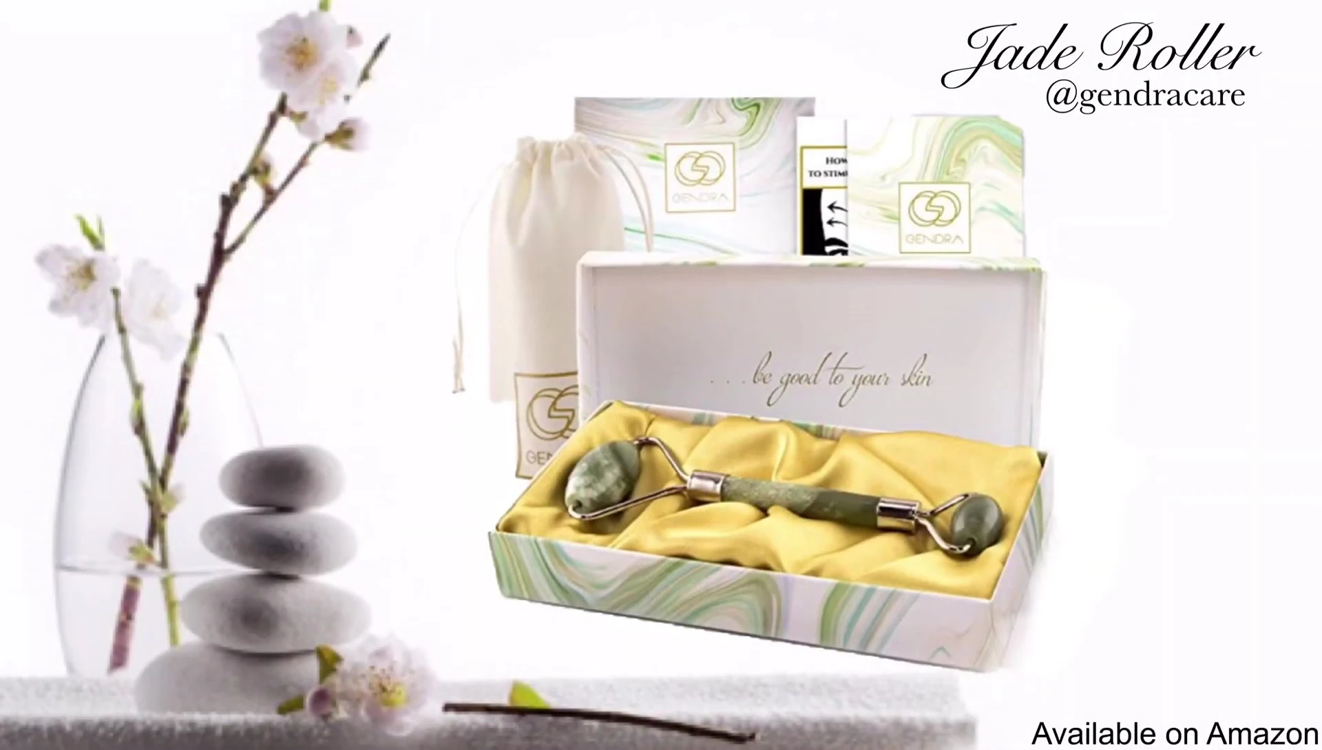 The jade roller being placed in the freezer.