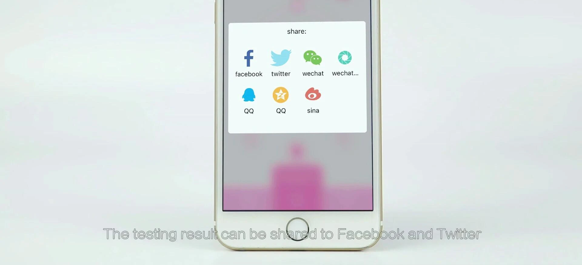 App screen showing social media sharing options