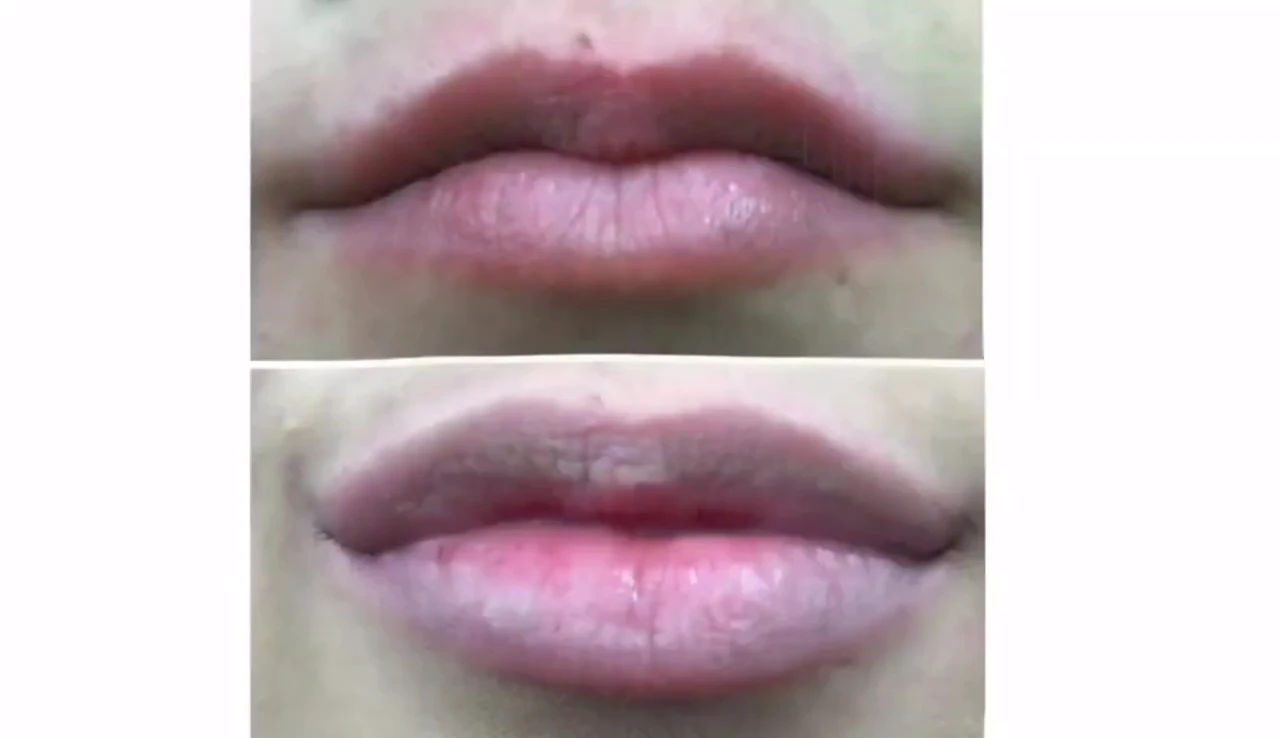 Before and after photos showing increased lip volume