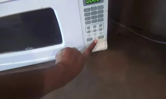Microwave instructions displayed on screen