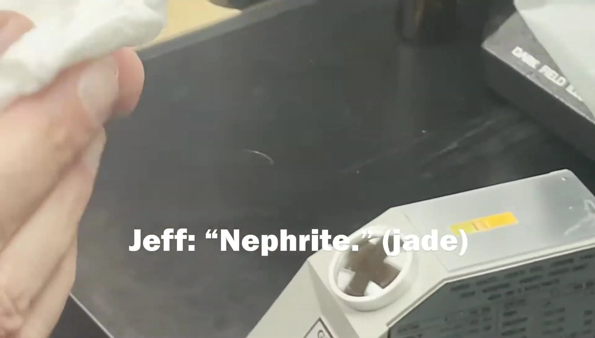 Refractometer testing confirming the Authentic Canadian Jade roller as nephrite