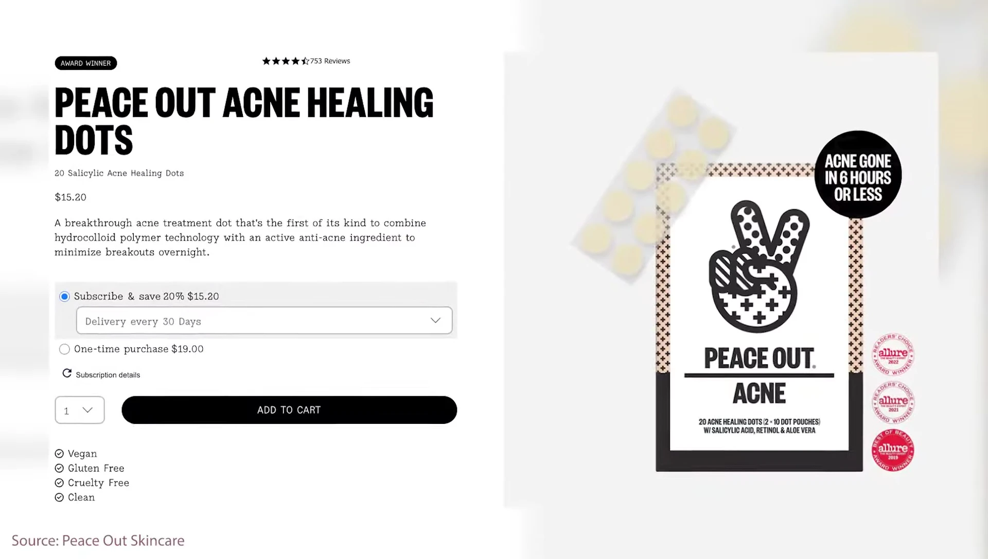 Peace Out Acne Dots packaging.