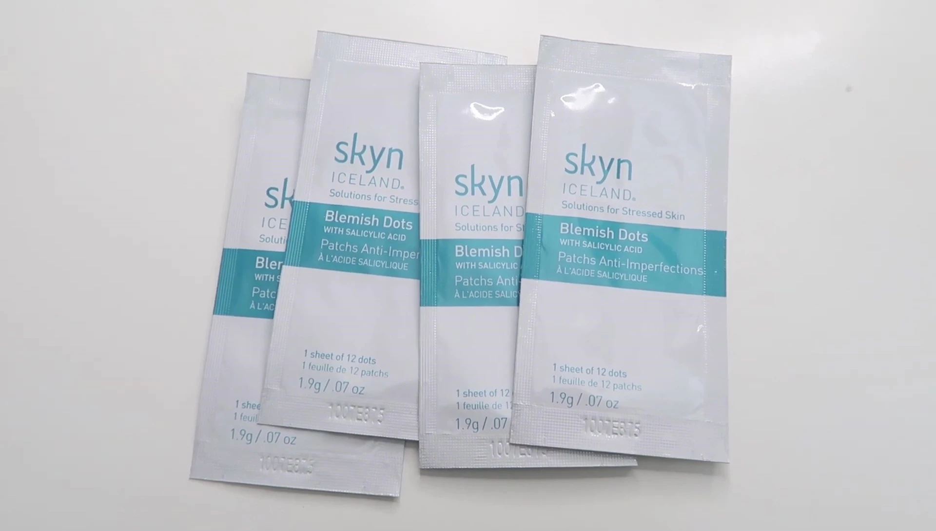 Close-up of the Skin Iceland Blemish Dots box and different sizes of the dots.