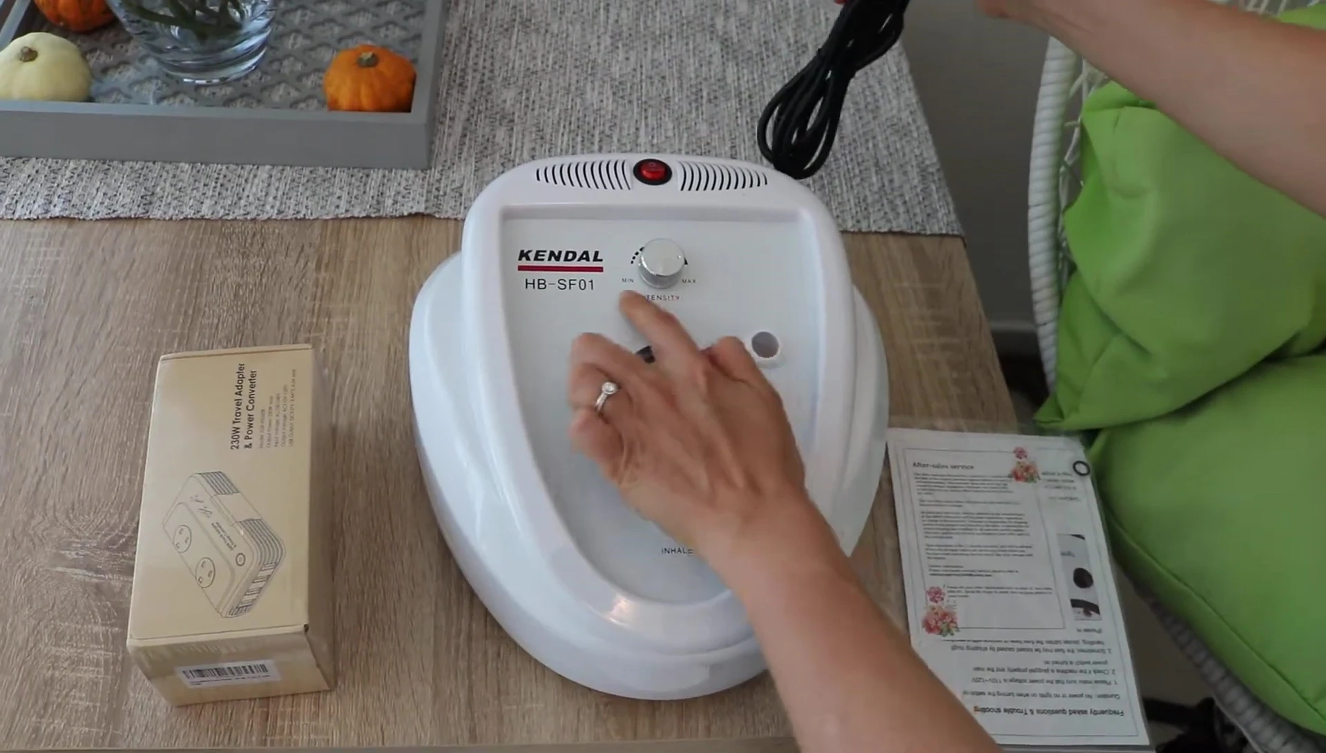 Intensity control and vacuum meter
