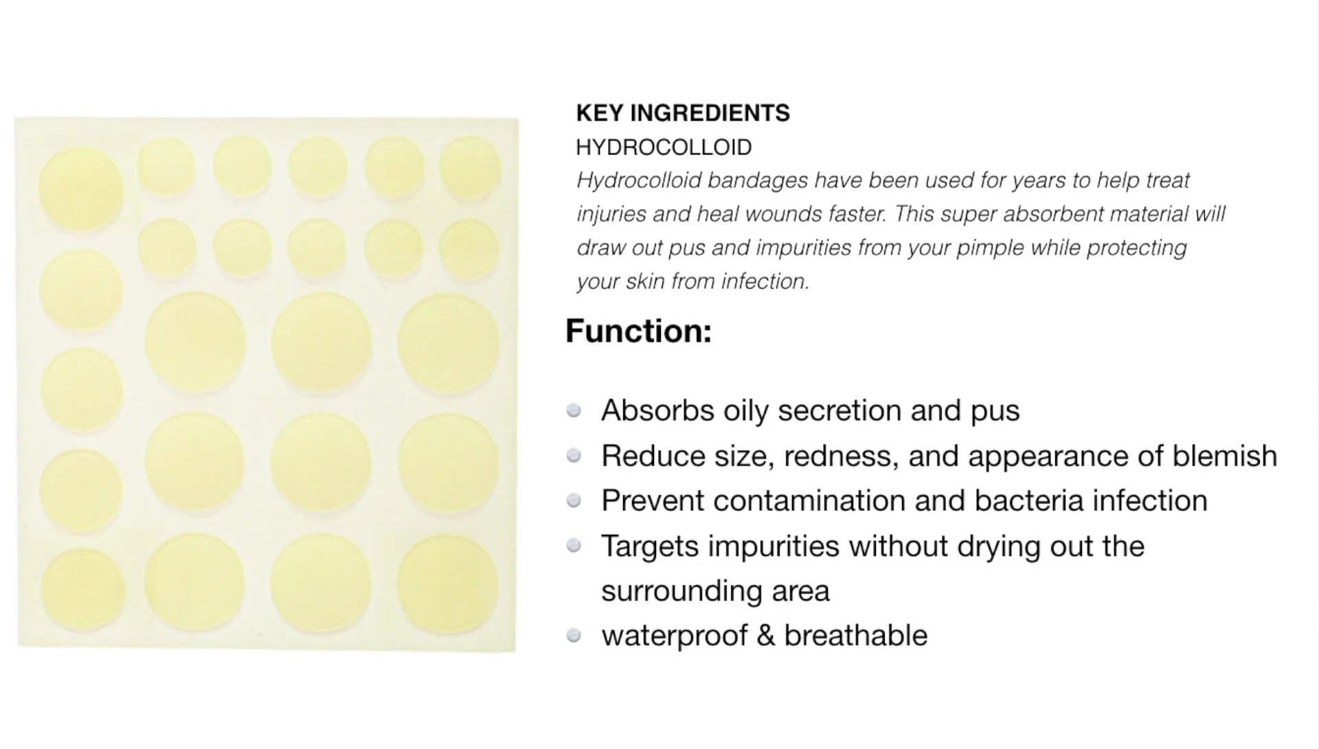 The speaker showing different acne patch types.