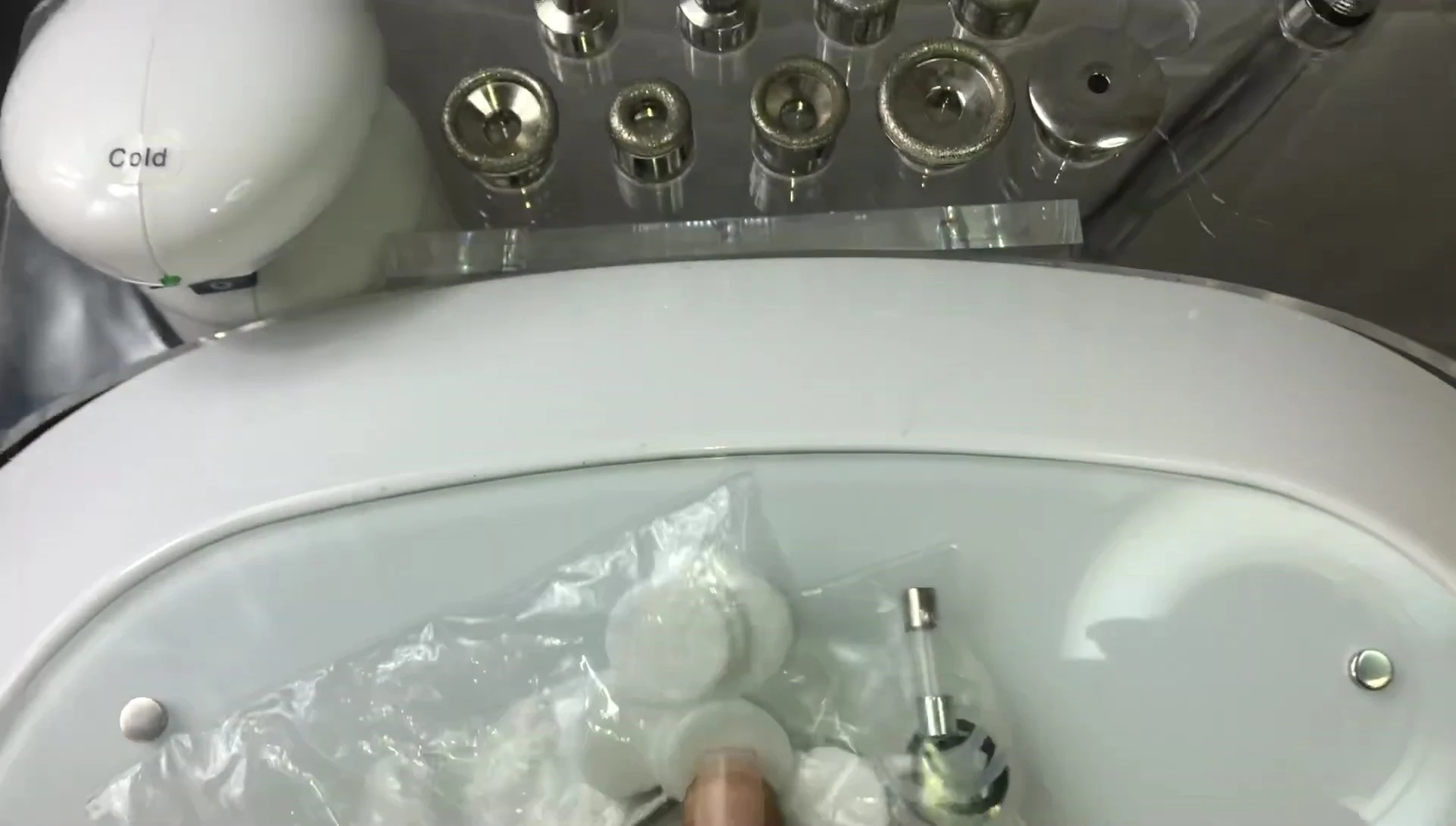 Image of a used filter after a microdermabrasion treatment.