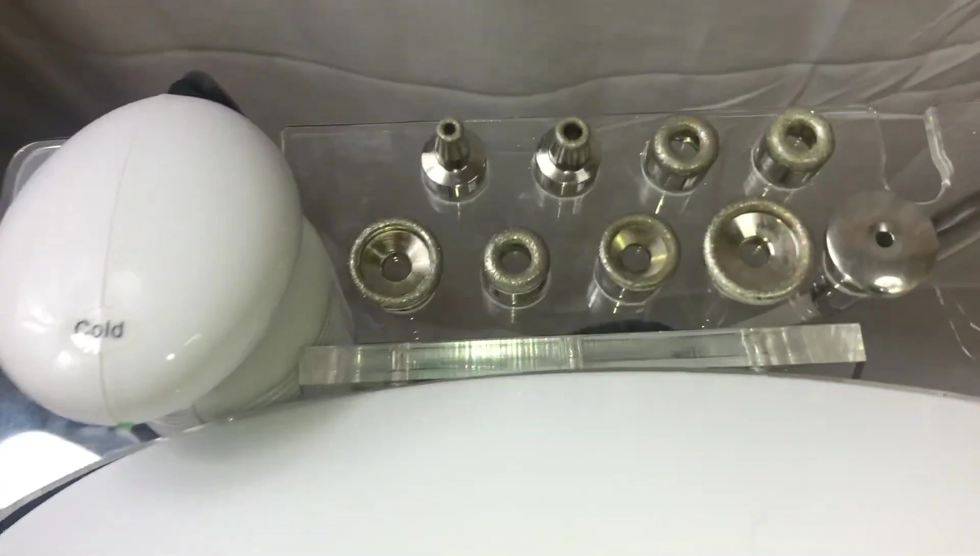 Close-up of the diamond tips used in the microdermabrasion machine.