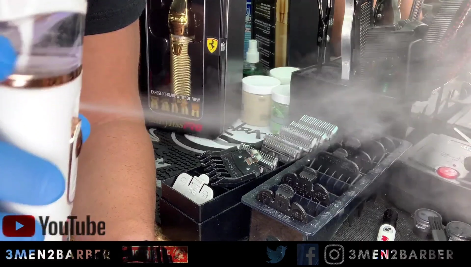 Demonstration of the fine mist on the client's skin