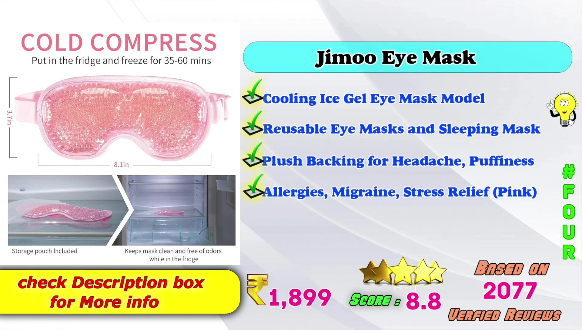 Close-up shot of a reusable cooling eye mask