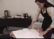 Therapist draping the client.