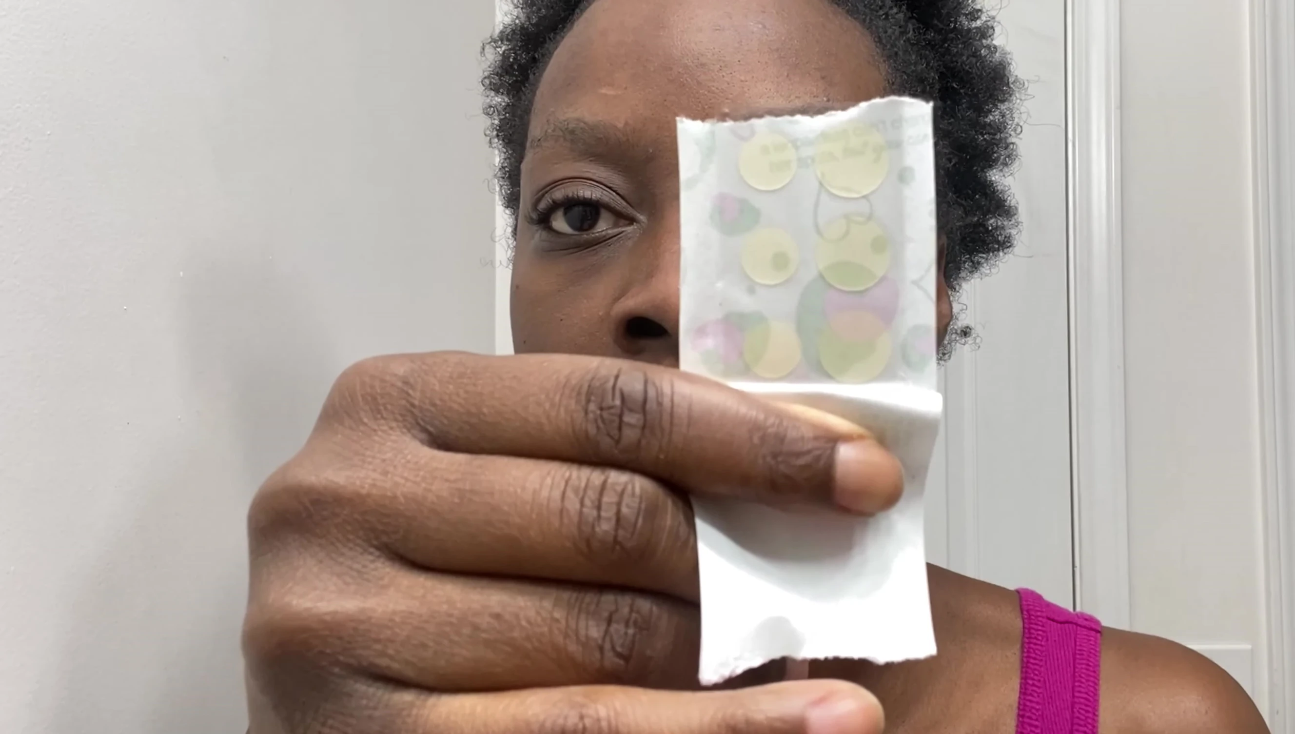 Close-up shot of the pimple patches on their sheet.