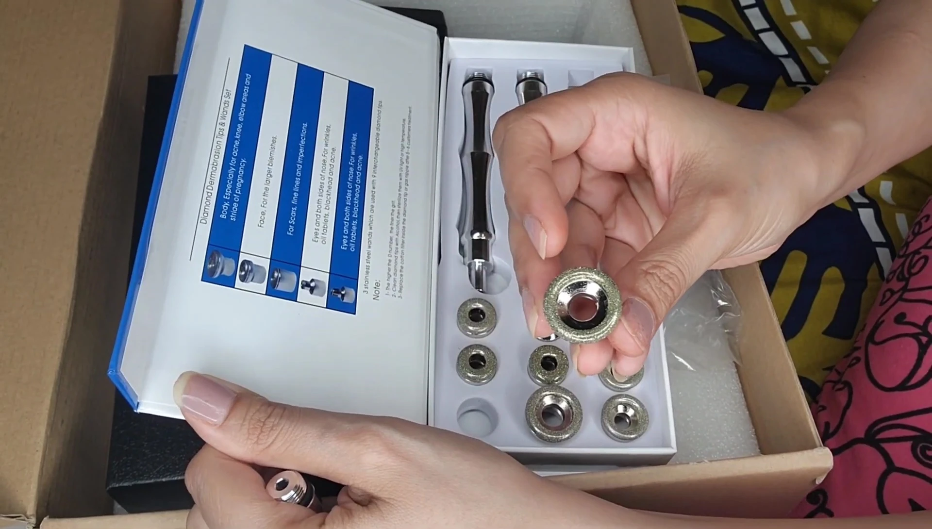 Demonstration of the larger diamond tip for body use.