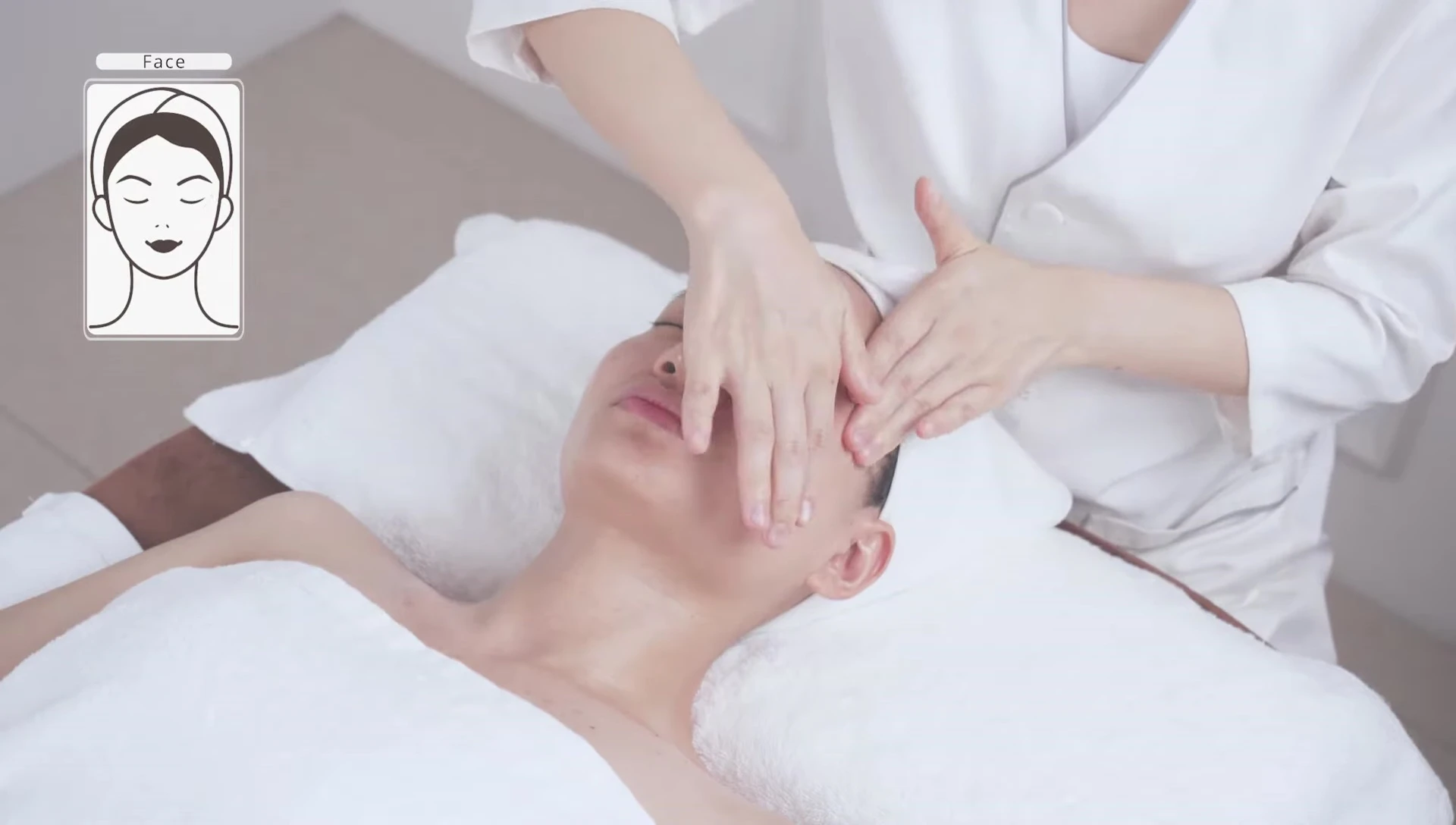 Upward lifting strokes from forehead to hairline