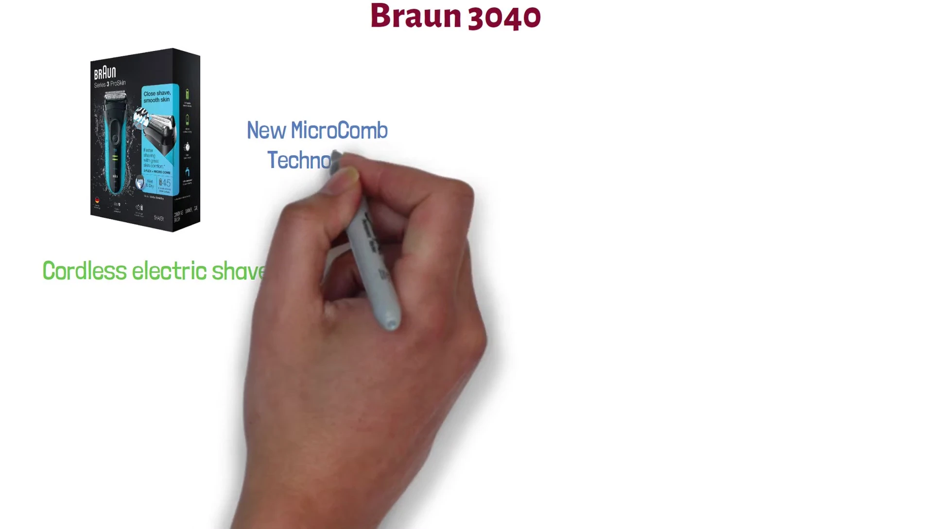 Close-up showcasing the Braun Series 3's microcomb technology