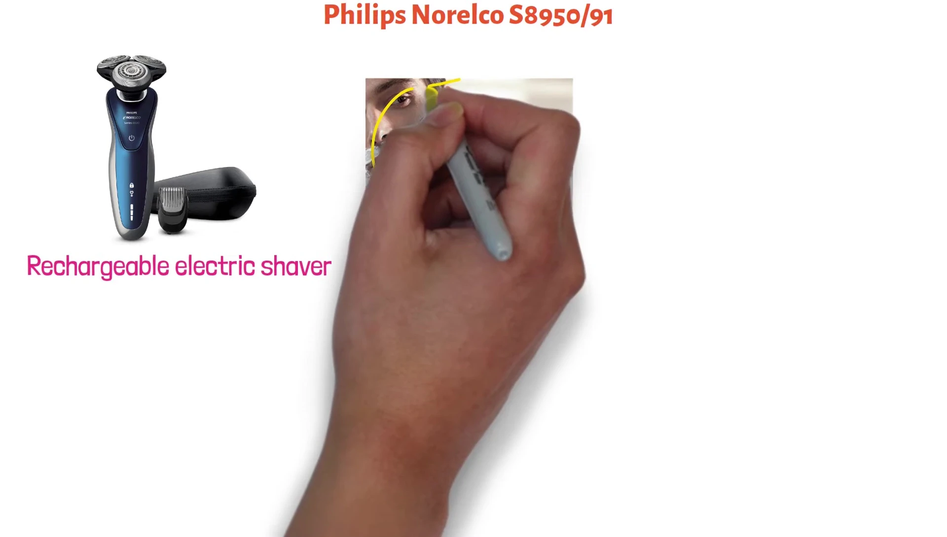 Philips Norelco 8900 shaving head highlighting V-Track blades