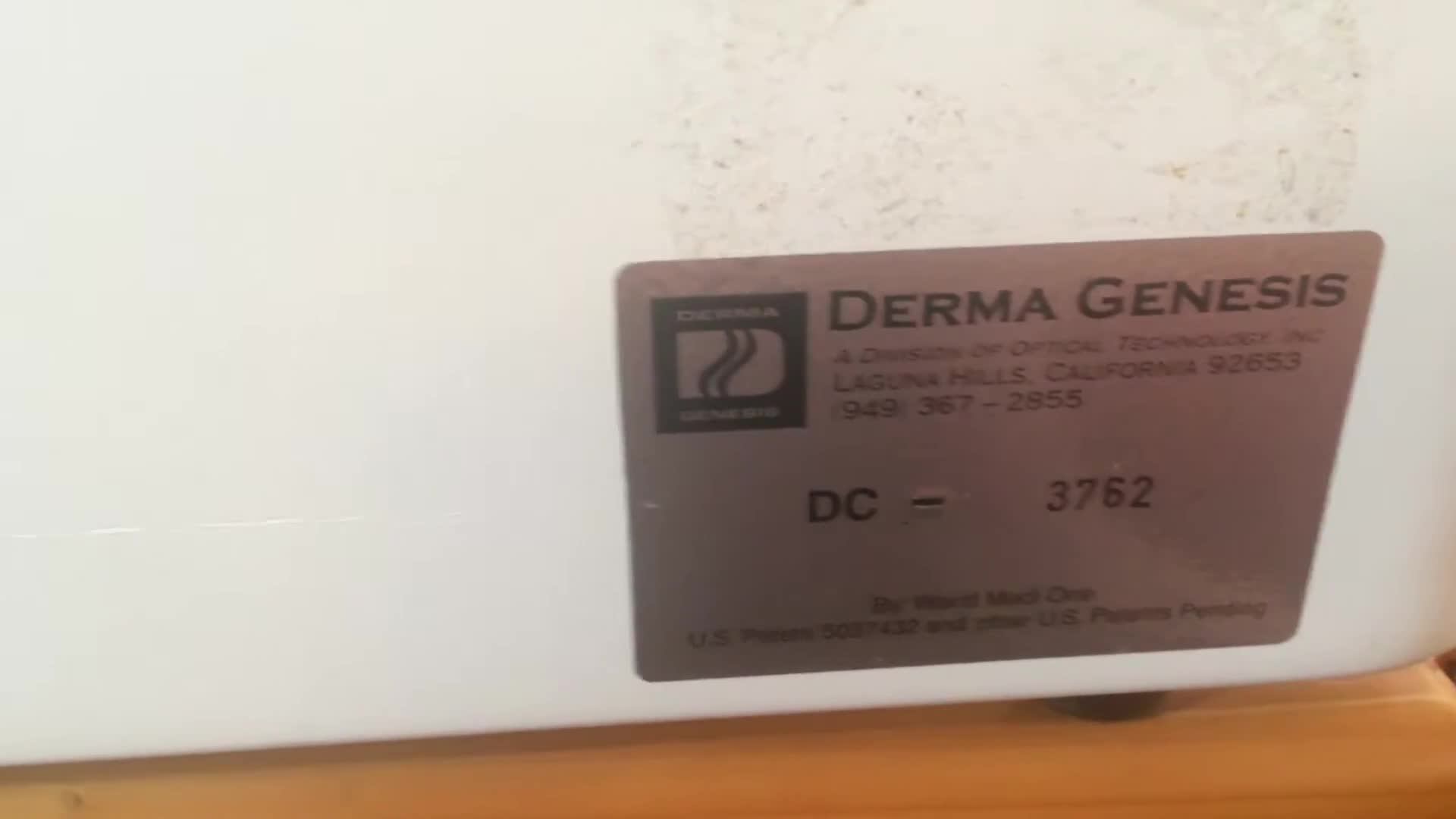 On/off switch and filter location on the DermaCare machine